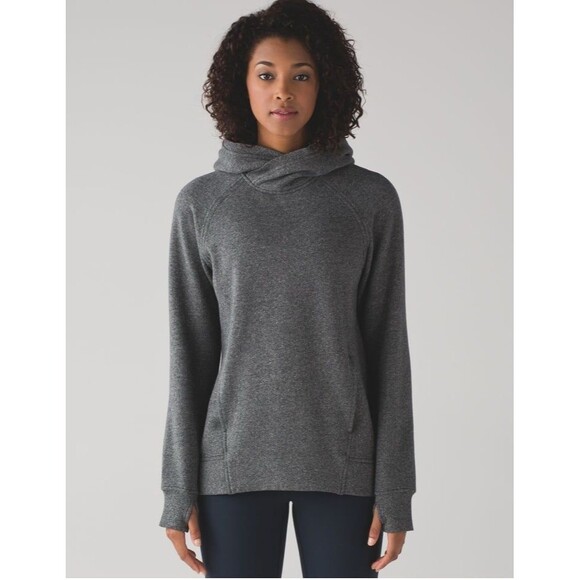 Lululemon Fleece Please Pullover Heathered Speckled Black 6 - Picture 1 of 8